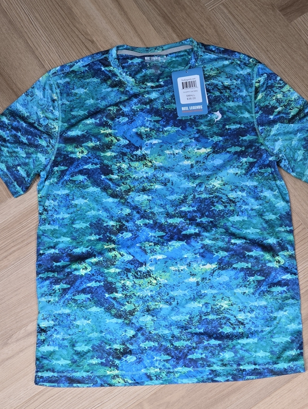 Reel Legends Men's Blue & Green Camo Short-Sleeve Performance Tee